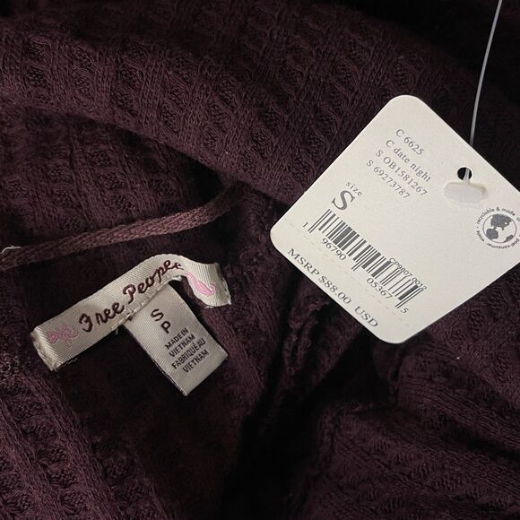 Free People Small Thermal Top Juicy Cowl Neck Split Back Long Sleeve Date Night - Picture 11 of 13